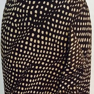 Brown and tan polka dot long Work skirt